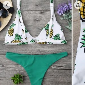NWT High cut pineapple print bikini set